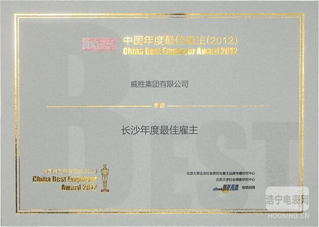 2012中國(guó)年度最佳雇主長(zhǎng)沙10強(qiáng)誕生 威勝榜上有名