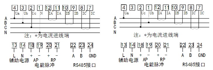 三相三相和三相四線多功能表接線圖