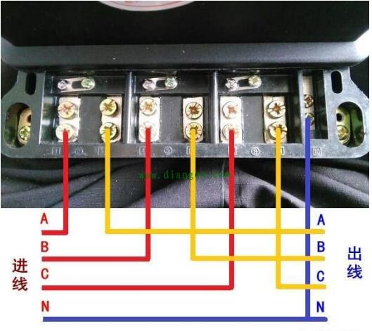 杭州海興DTZ208三相四線智能電能表直通式怎么接線？